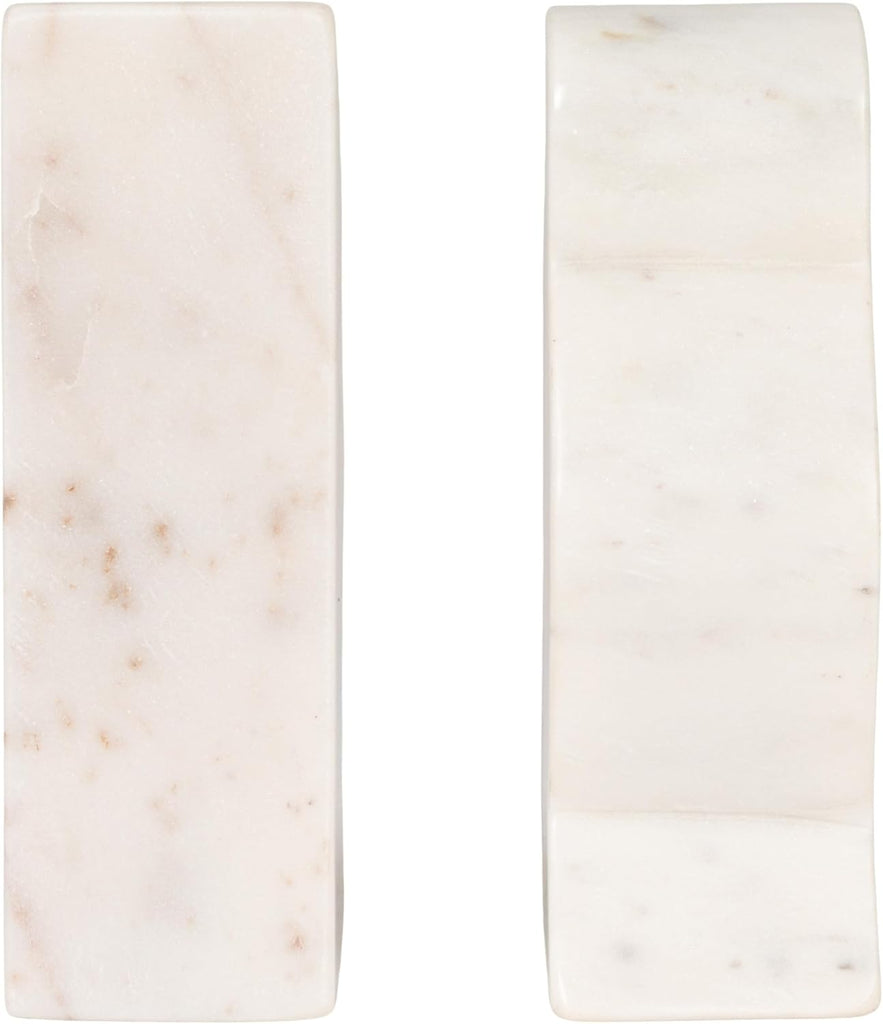 Decorative Marble Wave Bookends, Mottled White