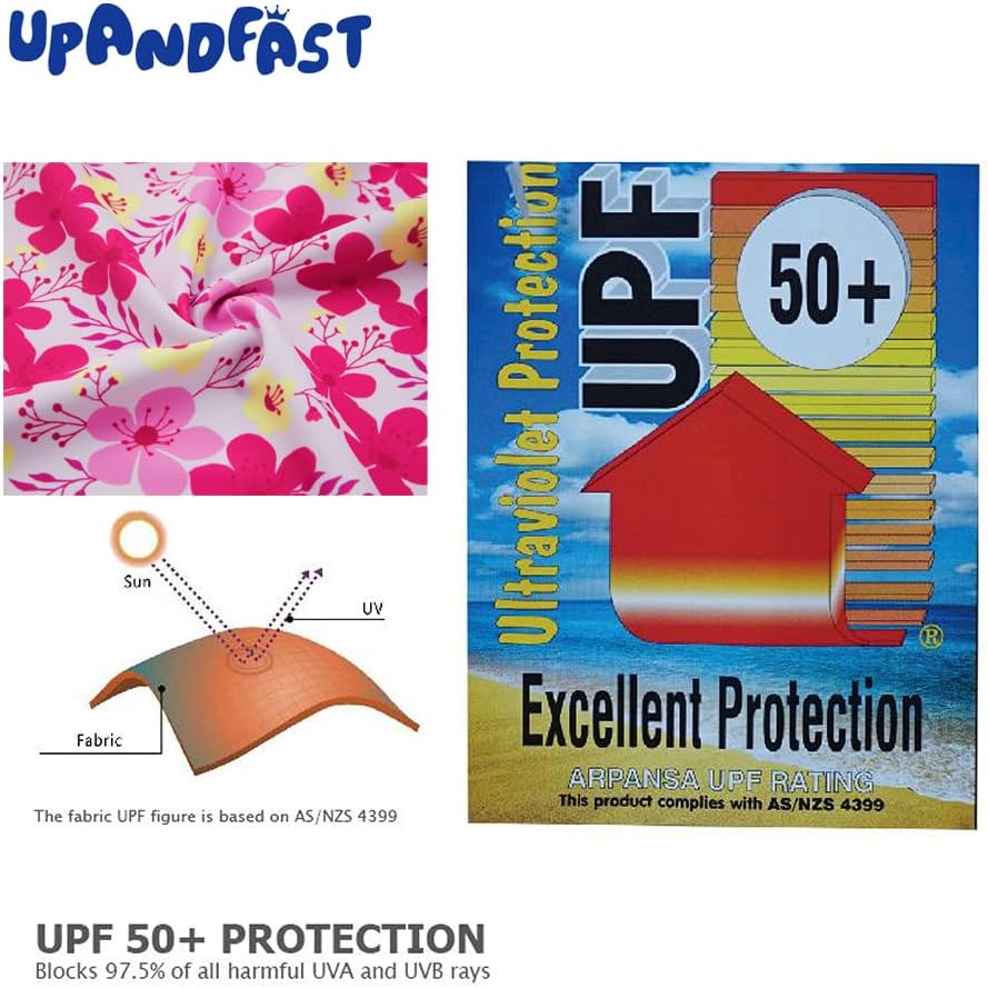 Girls Rash Guard Set Long Sleeve Two Piece Swimsuit with UPF 50+ Sun Protection for Girls