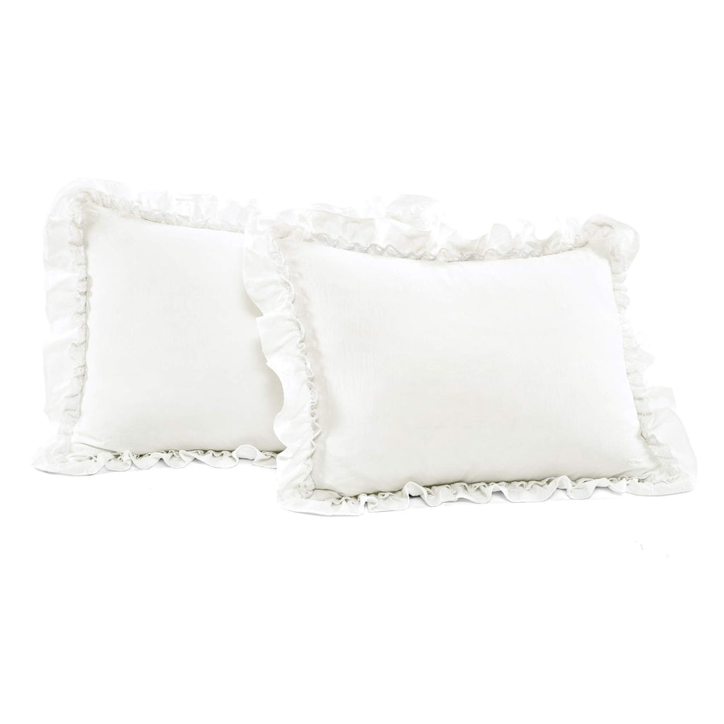 Ella Ruffle Lace Comforter, 3 Piece Set, White - Cute Comforter - Bedding Set - White Bedding
