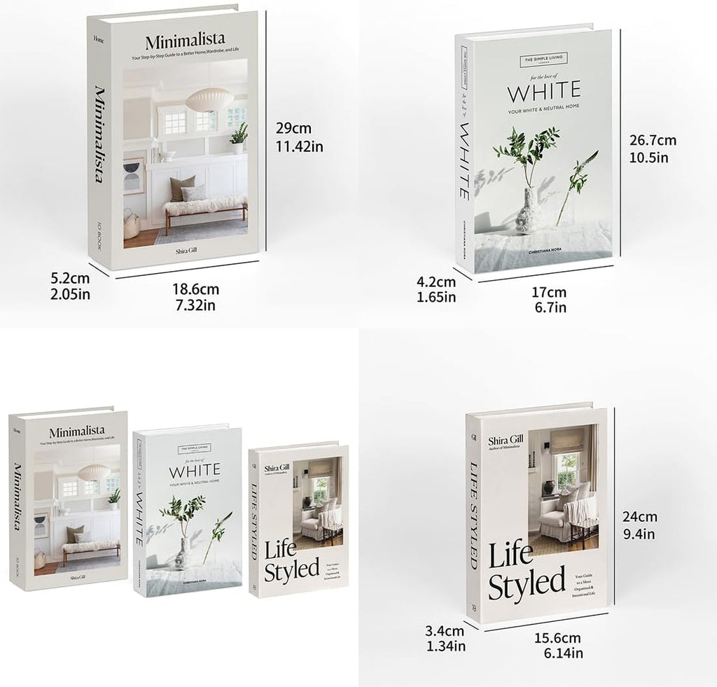 Decorative Books with Hidden Storage Fake Books Box for Decor - Set of 3