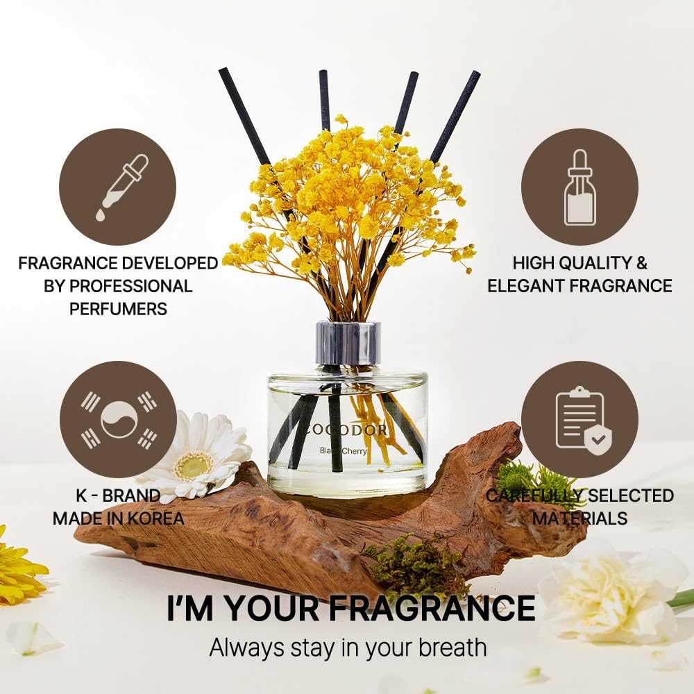 Flower Reed Diffuser Set / 6.7oz / Clean Linen/Scent Diffuser with Sticks Home Fragrance Reed Diffuser Shelf