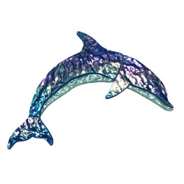 Two Tone Dolphin Glass Swimming Pool Step Marker Mosaic (12.5")