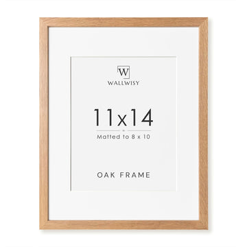 11x14 Picture Frame, Solid Oak Wood 11x14 Photo Frame with Mat to 8x10