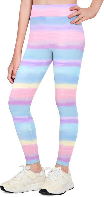 Girls Athletic Leggings Kids High Waisted Dance Workout Yoga Pants