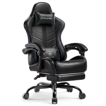 Gaming Chair for Adults, Computer Chair with Footrest, Black