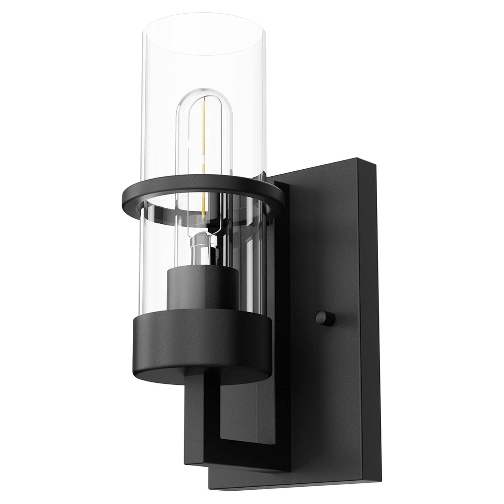 Black Wall Light Fixtures,Industrial Wall Sconces Clear Glass Wall Mount Sconce,Wall Lamp Bedroom Hallway(Bulb not