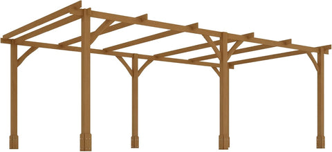 20' x 10' Outdoor Pergola, Wood Gazebo Grape Trellis with Stable Structure and Concrete Anchors for Climbing Plant