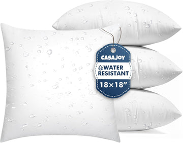 18x18 Outdoor Pillows, Water Resistant Throw Pillow Insert - Set of 4