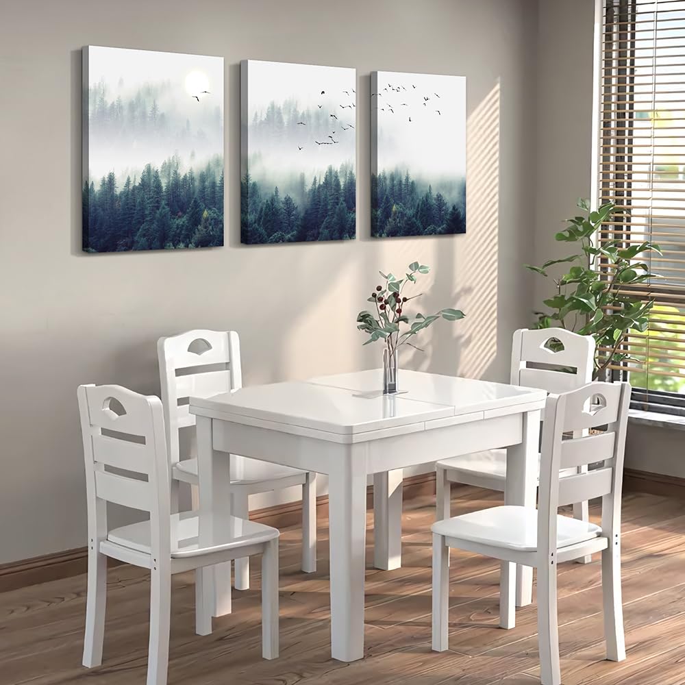 Large Forest Canvas Wall Art Pine Tree Artwork Painting 16 x 24 In