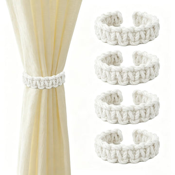 Braided Curtain Tiebacks, Boho Handmade Curtain Holdbacks - 4 Pack