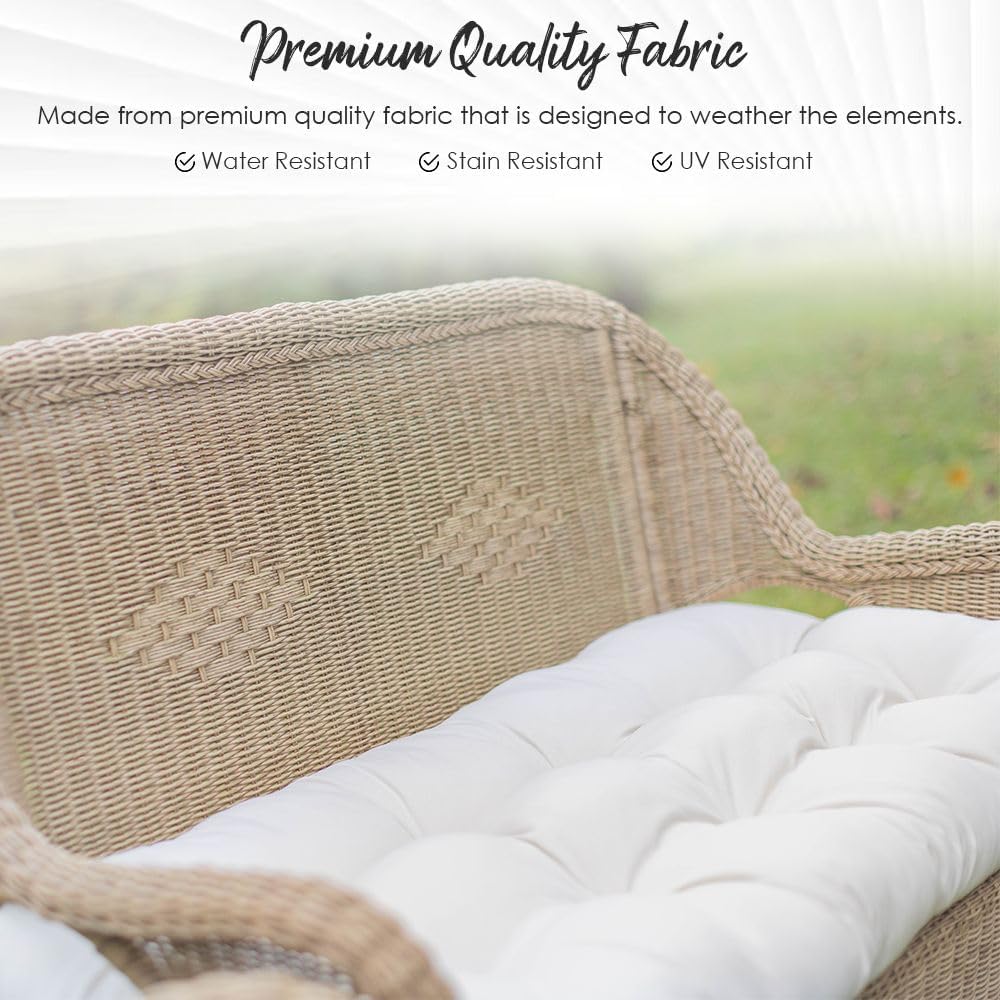 Tufted U-Shape Wicker Seat Cushions Set of 2 | 22" x 22" | Water & Fade-Resistant Spun Fabric | Outdoor Chair