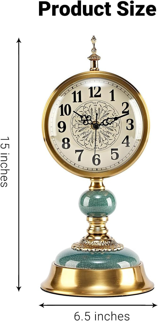 Victorian Vintage 6-Inch Mantel Clock, Antique Anniversary Clock with Ceramic and Metal Body