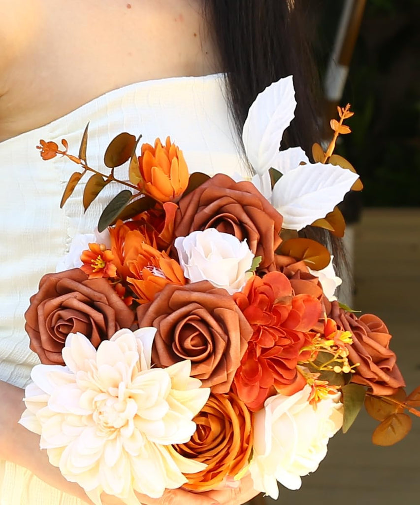 Artificial Flower Box Set Silk Flowers Rose Faux Flowers with Stems for DIY Bridal Wedding Bouquets Centerpieces