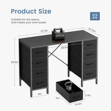 47 Inch Computer Desk with 8 Fabric Drawers, Office Gaming Desk with Storage