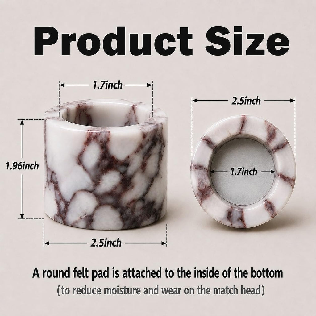 Marble Match Holder with Striker: Mini Decorative Stone Matches Box