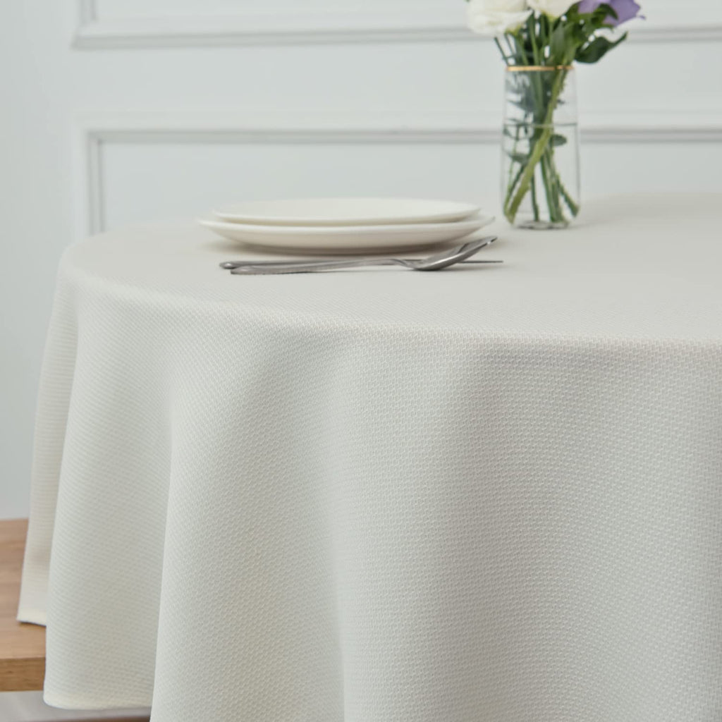Round Textured Tablecloth Spill-Proof Wrinkle Free Soft Jacquard Table Cloth for Circular Table Cover, Buffet Banquet