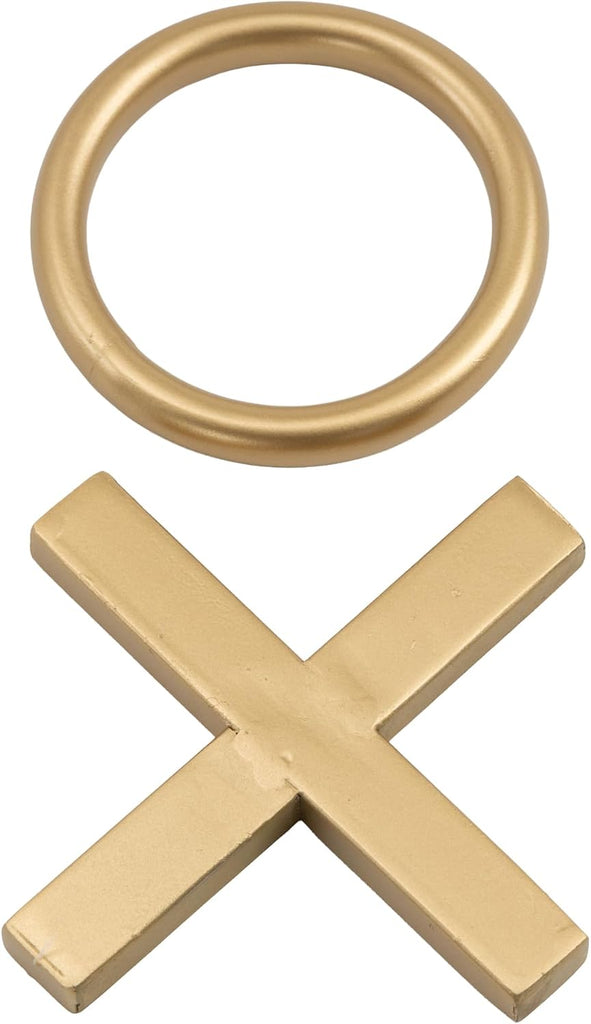 Metal Tic Tac Toe Game Set with Gold Pieces, 12" x 1" x 12", Gold