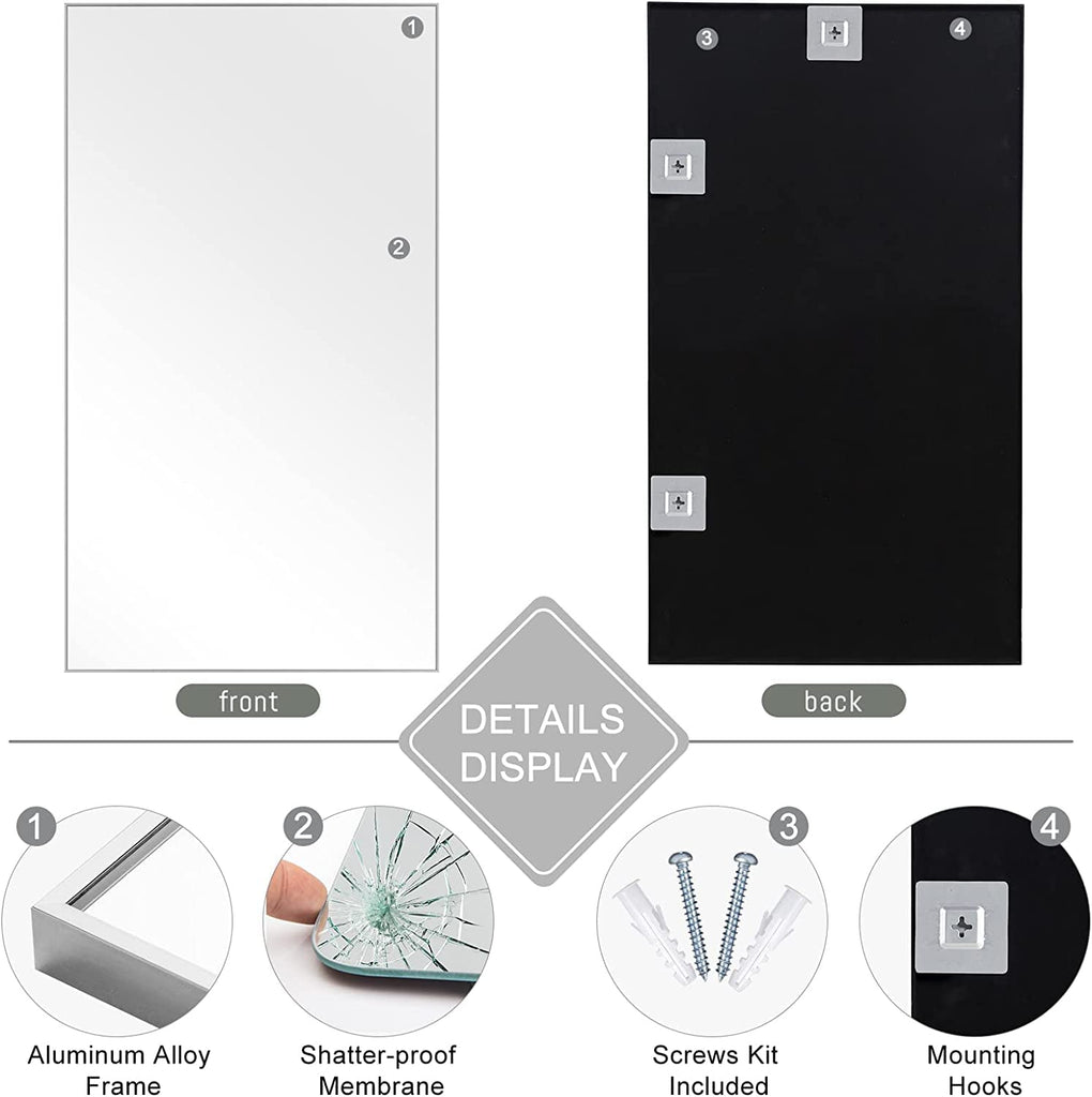 47"x22" Full Length Mirror Silver Wall Mirror Floor & Full Length Mirrors Body Mirror Bathroom Mirror Standing Mirror