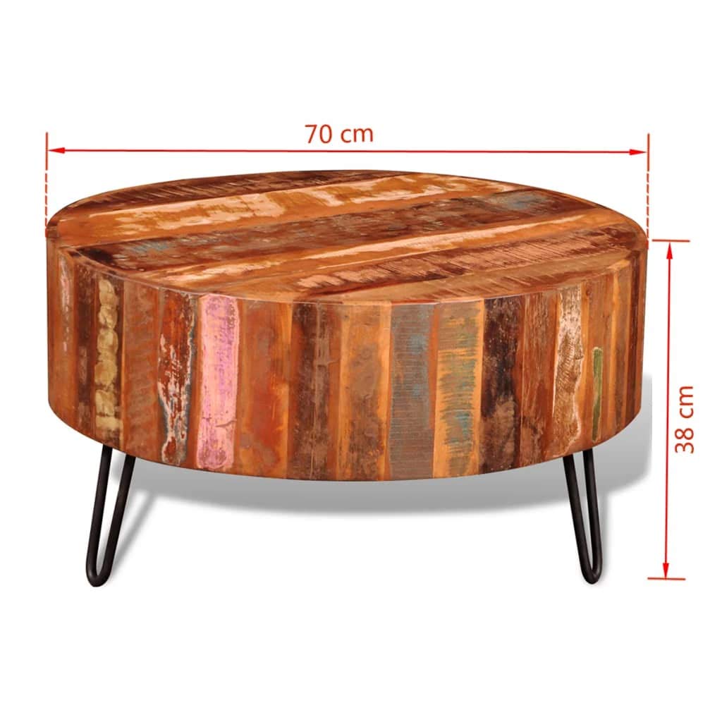 Coffee Table Solid Reclaimed Wood Round -626