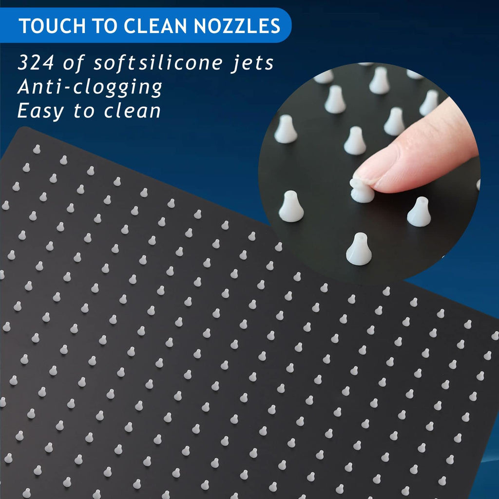 Oversize Rain Shower Head - High Flow Square Rainfall Showerhead - Waterfall Full Body Coverage - Universal Ceiling