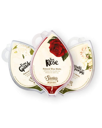 Natural Floral Soy Wax Melts Variety Pack - 3 Highly Scented 3 Oz. Bars - Gardenia, True Rose, Honeysuckle Jasmine
