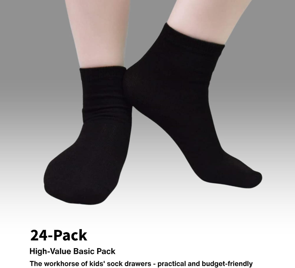 24 Pairs Kids Socks Boys Crew Socks for Girls