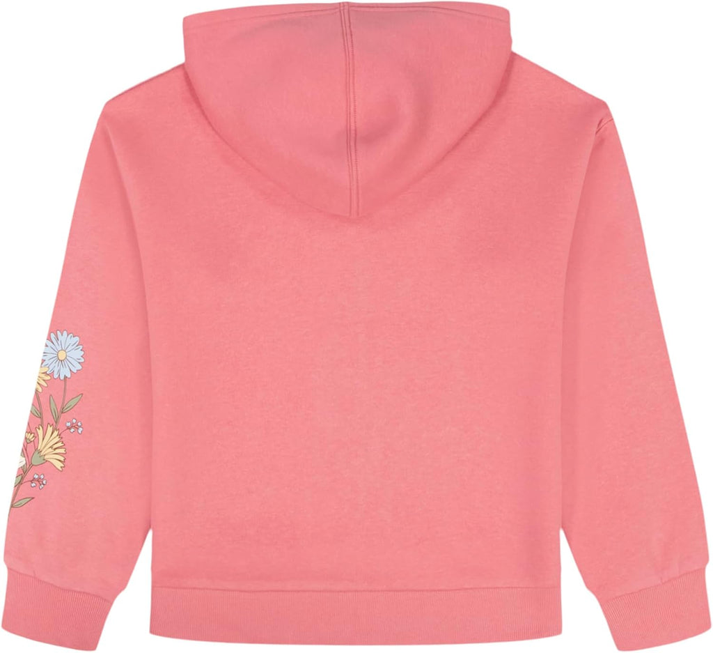 Girls' Long Sleeve Fleece Full Zip Hoodie With Ribbed Cuffs & Waist