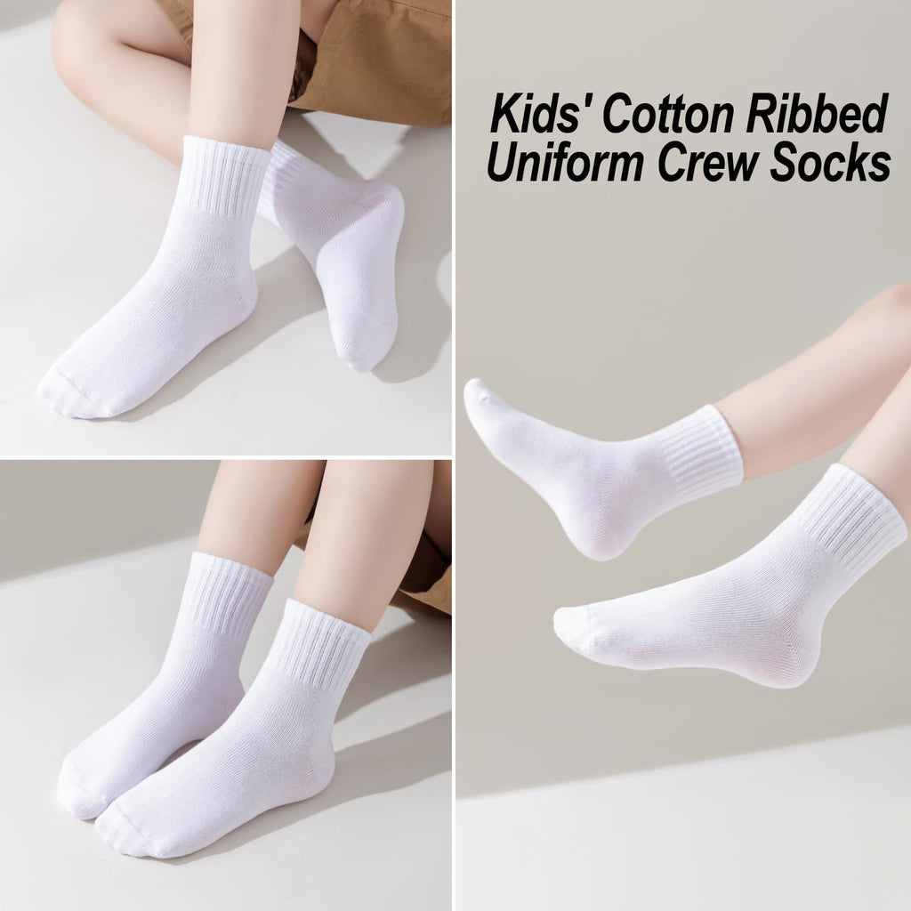 Kids Crew Socks Seamless Cotton Dress Socks for Boys Girls