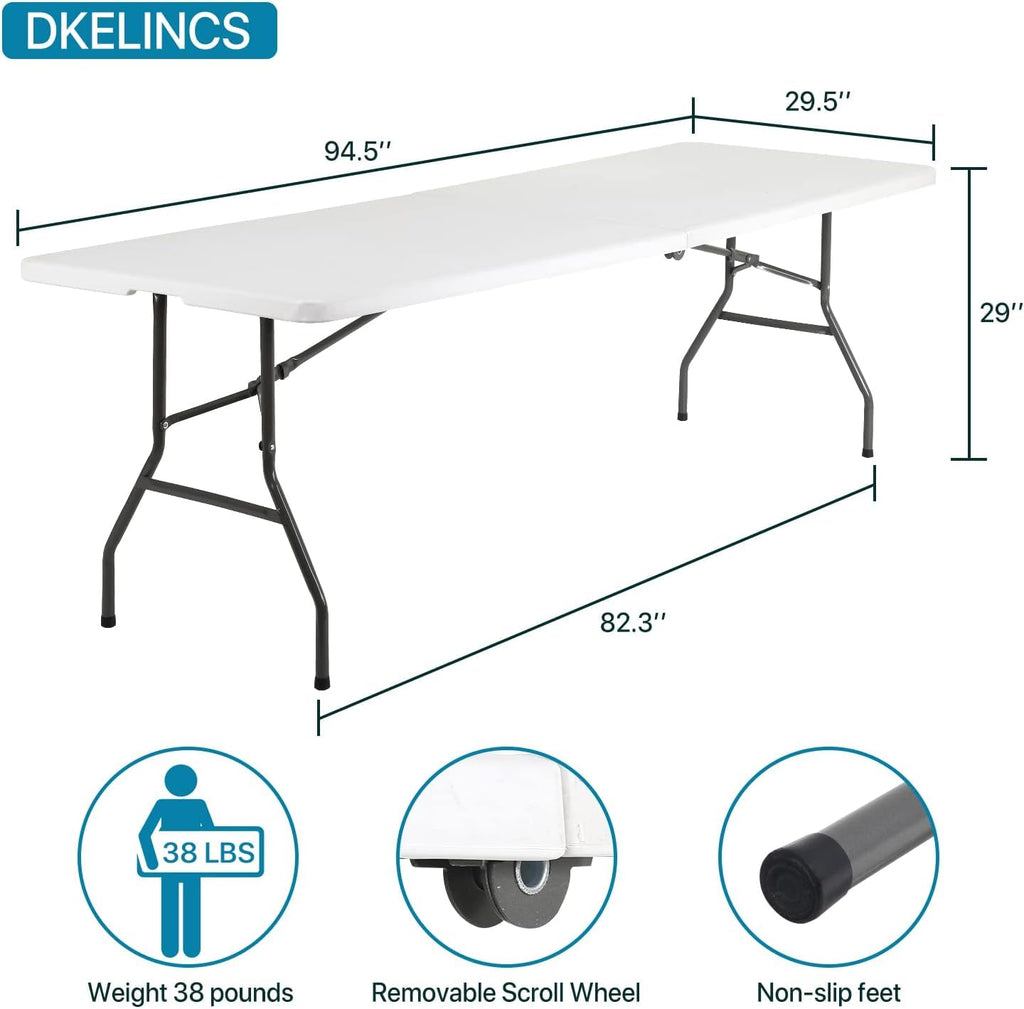 8 ft Folding Table | Portable Picnic Table | Folding Camping Table Heavy Duty for Outdoor Indoor Camping, Picnic and