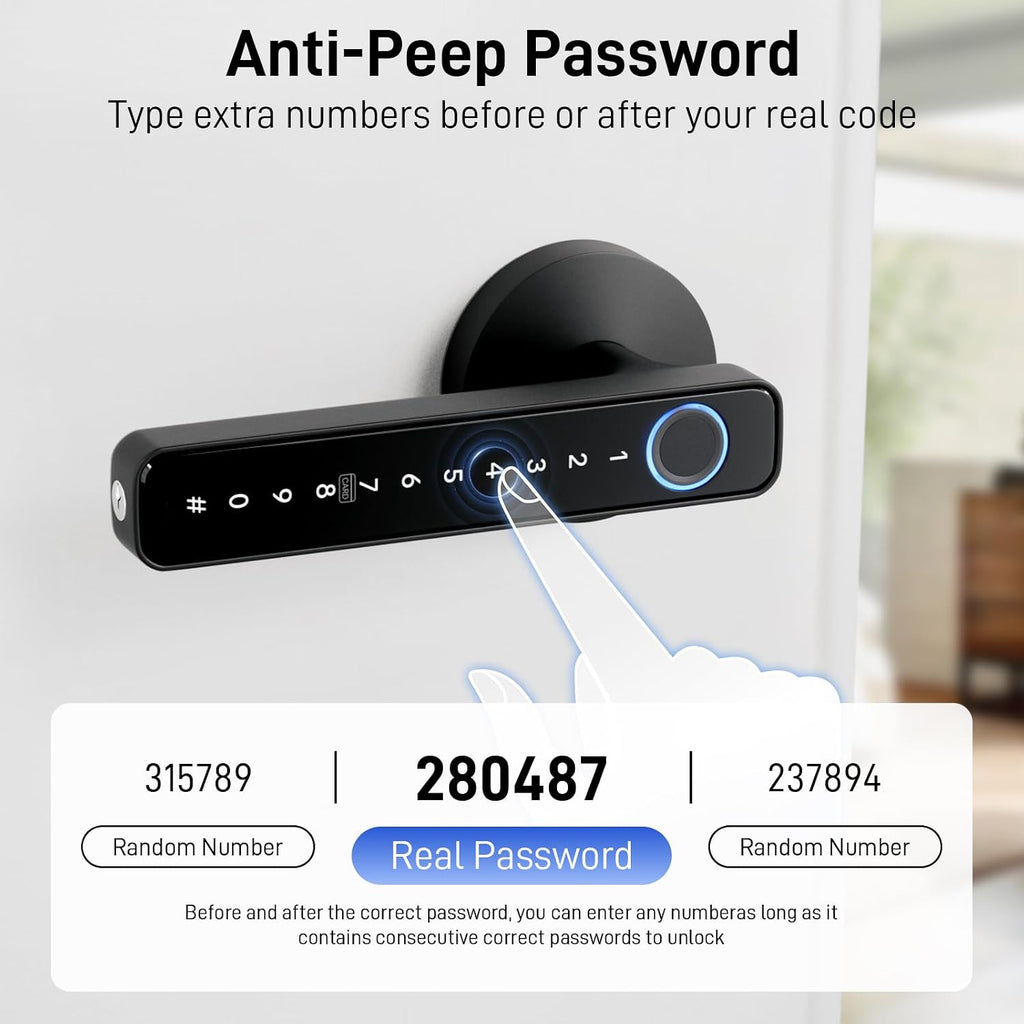Smart Fingerprint Door Lock with Keypad, Keyless Entry Door Knob with Handle, Biometric Door Lock /Front
