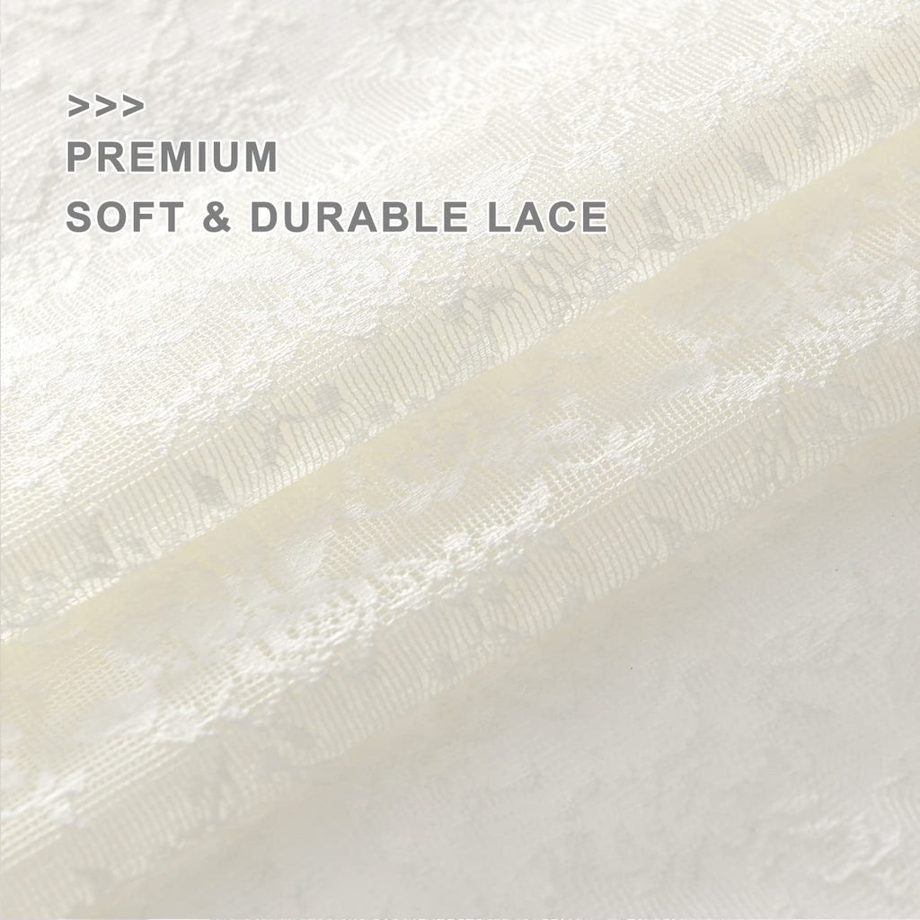 Ivory Lace Kitchen Curtains for Windows W25 x L24 Inch, 2 Panels