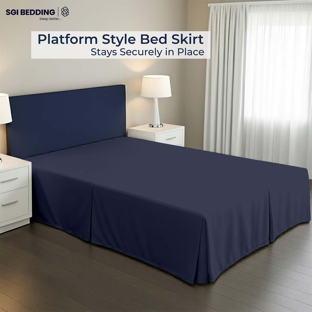 10 inch Drop Bed Skirt Twin Size - Platform Style with Secure Fit, Classic Tailored Look, Elegant Pleated Style Dust