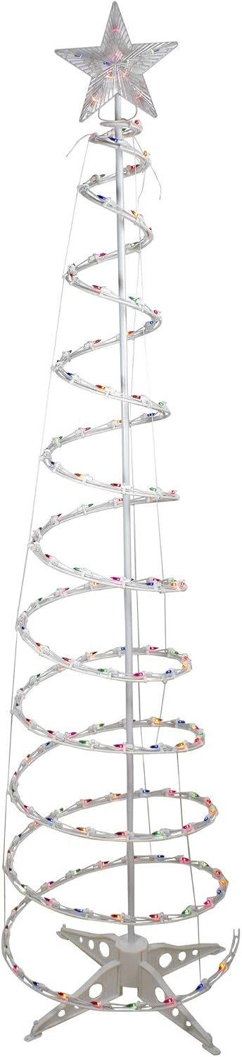 Pre-Lit Spiral Outdoor Christmas Tree Yard Decoration - 6' - Multi-Color Lights