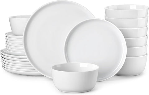 24 Pieces Gourmet Porcelain Dinnerware Sets, Premium Plates and Bowls Set, High-Fired Ceramic Dishes Set for 8