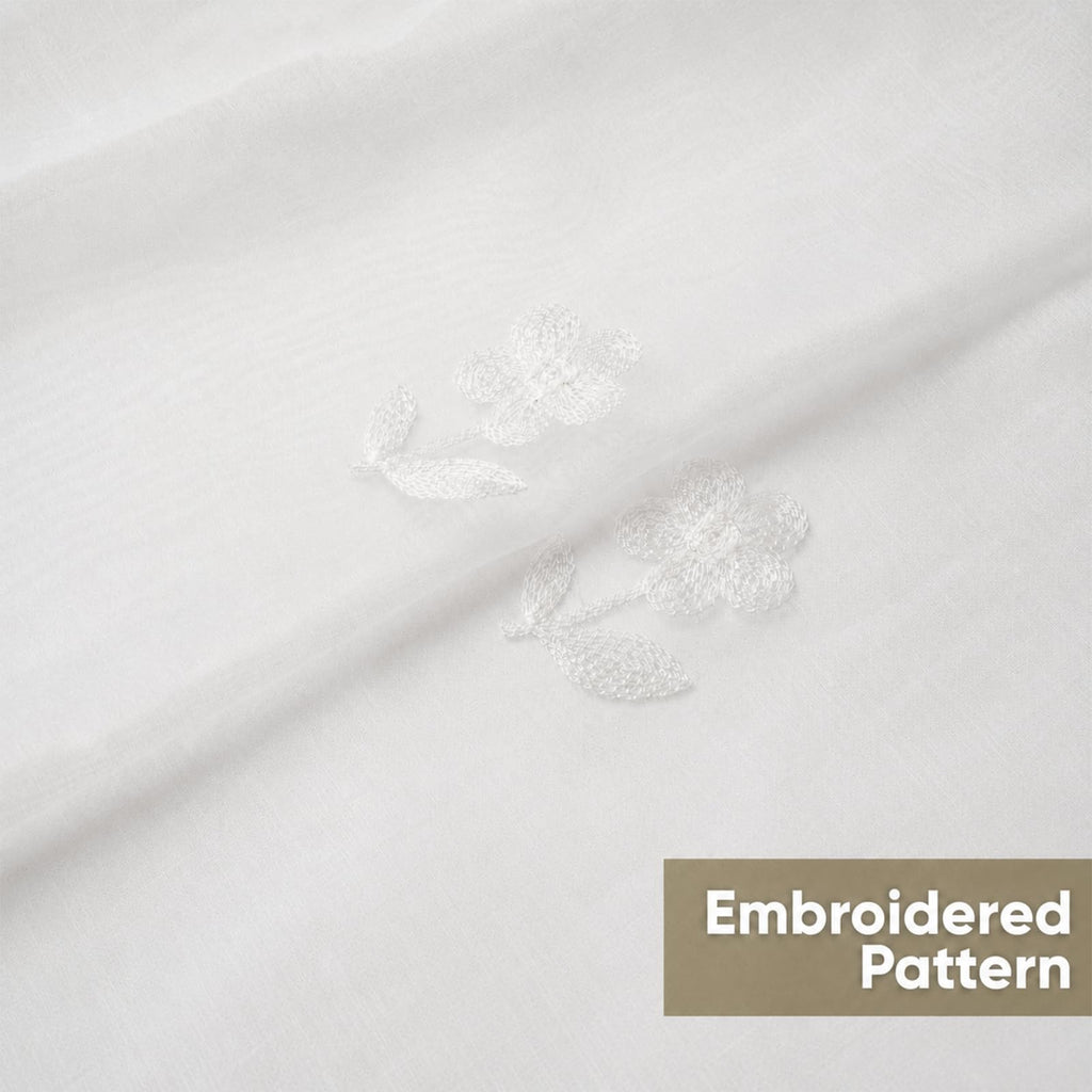Sheer Valances for Windows Embroidered 4 Pack White Floral