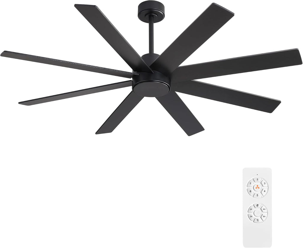 72" Large DC Ceiling Fans without Lights, 3 Downrods, 8 Plywood Blades, 6-Speeds Reversible DC Motor