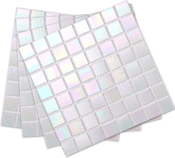 40-Sheet Rainbow Peel and Stick Backsplash , 6.6" x 6.6" White Glass Mosaic Tiles