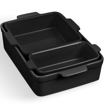 3-Piece Ceramic Casserole Baking Dish Set Black