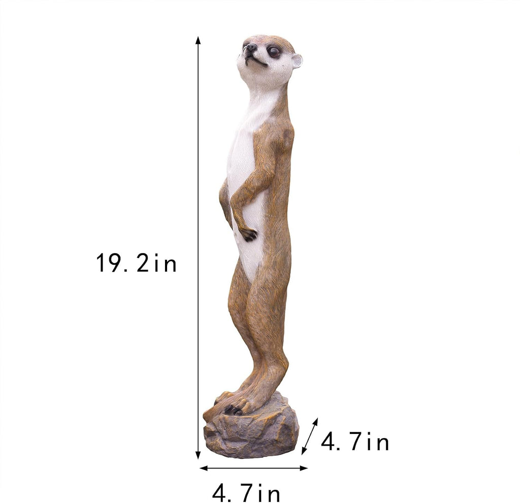 19.2 Inch Height,Outdoor Meerkat Sculpture Garden Decoration Standing Outdoor Sculpture, Weather-Resistant Resin