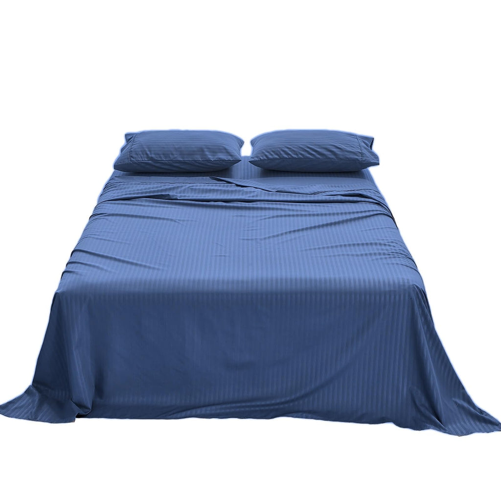 Striped RV King Sheets Set for 72x80 Camper Bed Navy