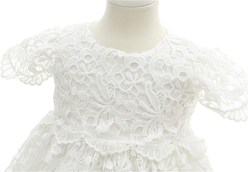Baby Girls 4 Pcs Gown and Bonnet Christening Baptism Dress Lace Baby Dress