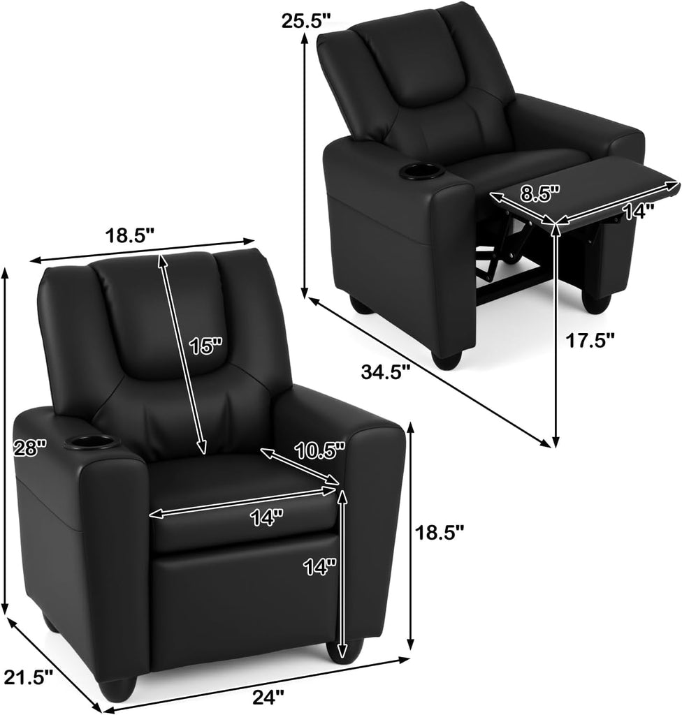 Adjustable Recliner Kids Chairs with Footrest & Backrest,Comfy Toddler Lounge Armchair for Age 3+, Single Sofa Couch