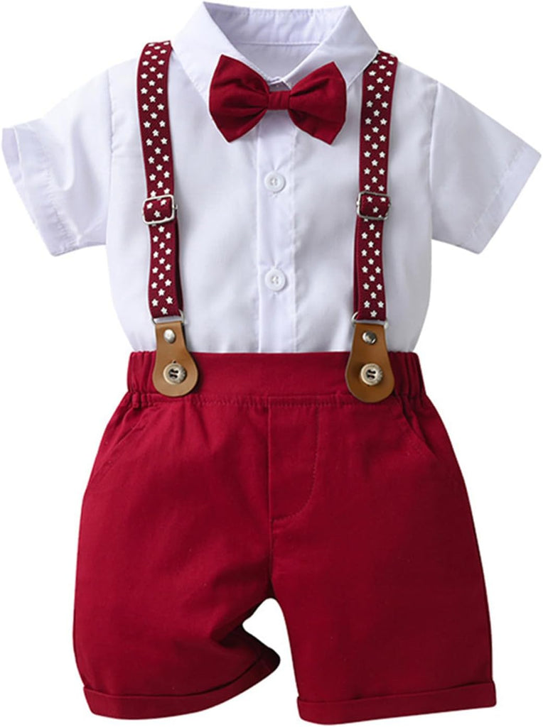 Toddler Baby Boy Summer Clothes Overall Shorts Outfits Short Sleeve Button Down Shirt Overalls Kids Dress Suit