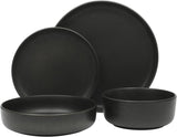 Pasco 16 Piece (Service for 4) Plates and Bowls Double Bowl Reactive Glaze Dishes Stoneware Ceramic Dinnerware Set