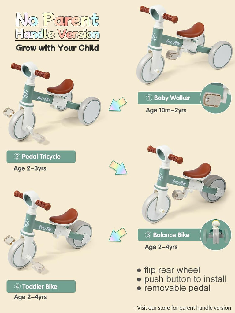 Toddler Balance Bike for 1 2 Year Old, 4 in 1 Tricycle for Toddlers 1-3