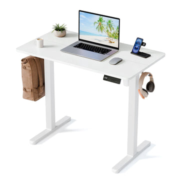 35" Electric Standing Desk, Small Sit Stand up Desk, White