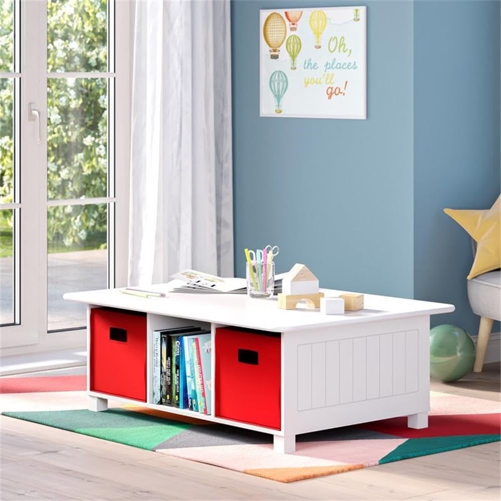 Kids Desk and Activity Table with 6 Storage Cubbies for Folding Bins - Art Craft or Train Table Design for Play Area
