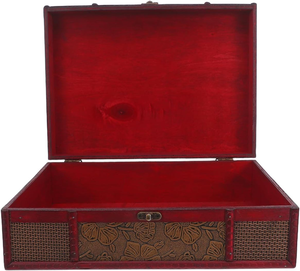 Memory Box Wooden Desktop Storage Boxes Wood Treasure Box for Books Jewelry Document Box without Lock (Lotus) Storage