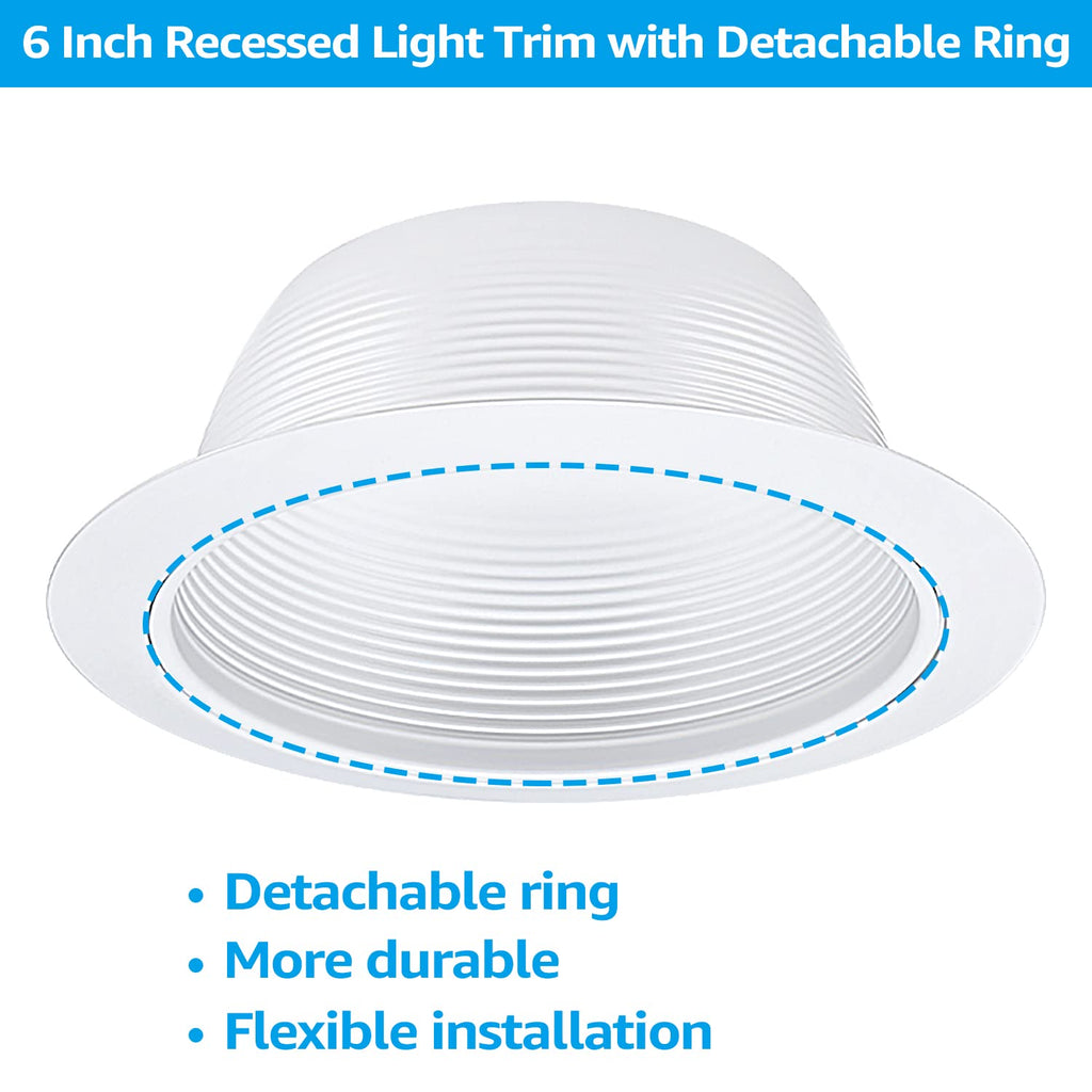 6 Inch Recessed Light Trim, White