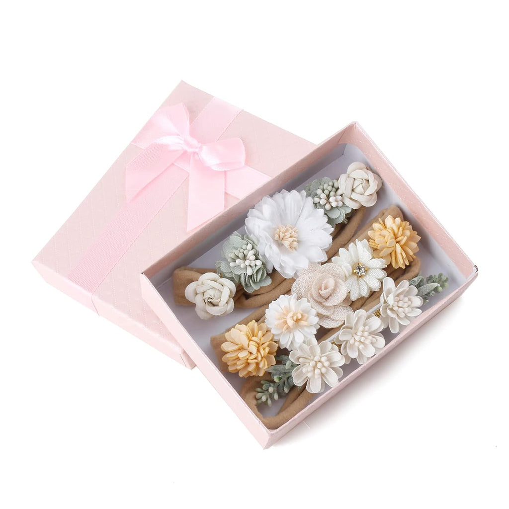 3pcs Baby Girl Headbands Flowers, Super Soft & Stretchy Nylon Floral Hairbands for Toddler